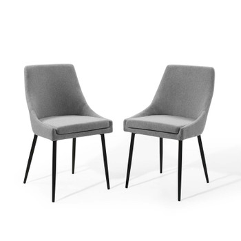Modway Viscount Upholstered Fabric Dining Chairs - Set of 2 EEI-3809-BLK-LGR Black Light Gray