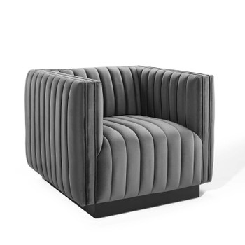 Modway Conjure Channel Tufted Performance Velvet Accent Armchair EEI-3884-GRY Gray