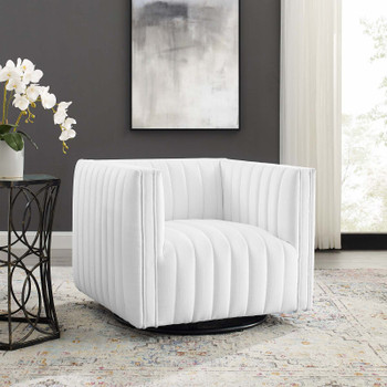 Modway Conjure Tufted Swivel Upholstered Armchair EEI-3926-WHI White