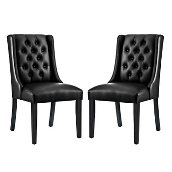 Modway Baronet Dining Chair Vinyl Set of 2 EEI-3950-BLK Black