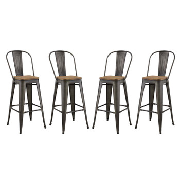 Modway Promenade Bar Stool Metal Set of 4 EEI-3951-BRN Brown