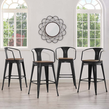 Modway Promenade Bar Stool Set of 4 EEI-3955-BLK Black