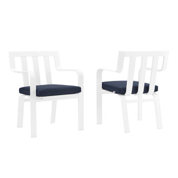 Modway Baxley Outdoor Patio Aluminum Armchair Set of 2 EEI-3961-WHI-NAV White Navy