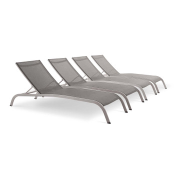 Modway Savannah Outdoor Patio Mesh Chaise Lounge Set of 4 EEI-4007-GRY Gray