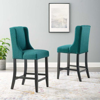 Modway Baron Counter Stool Upholstered Fabric Set of 2 EEI-4016-TEA Teal