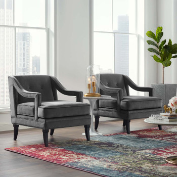 Modway Concur Living Room Set Performance Velvet Set of 2 EEI-4026-NAV Gray