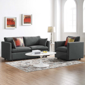 Modway Activate Upholstered Fabric Sofa and Armchair Set EEI-4045-GRY-SET Gray