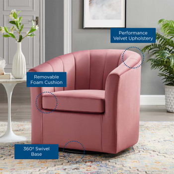 Modway Prospect Performance Velvet Swivel Armchair EEI-4139-DUS Dusty Rose