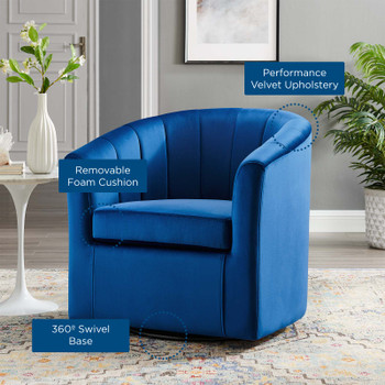 Modway Prospect Performance Velvet Swivel Armchair EEI-4139-NAV Navy