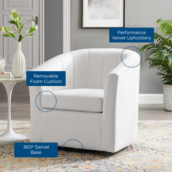 Modway Prospect Performance Velvet Swivel Armchair EEI-4139-WHI White