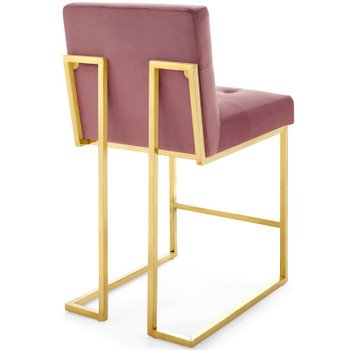 Modway Privy Gold Stainless Steel Performance Velvet Counter Stool Set of 2 EEI-4155-GLD-DUS Gold Dusty Rose