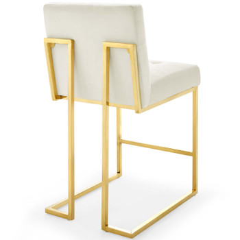 Modway Privy Gold Stainless Steel Performance Velvet Counter Stool Set of 2 EEI-4155-GLD-IVO Gold Ivory