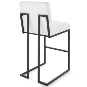 Modway Privy Black Stainless Steel Upholstered Fabric Bar Stool Set of 2 EEI-4159-BLK-WHI Black White