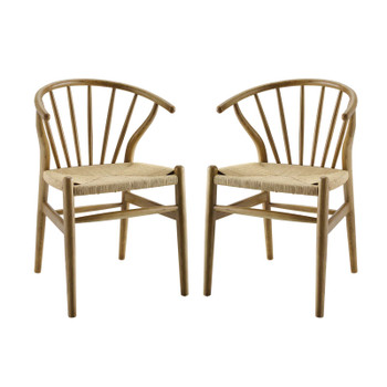 Modway Flourish Spindle Wood Dining Side Chair Set of 2 EEI-4168-NAT Natural