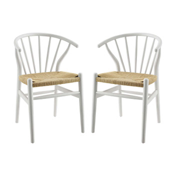 Modway Flourish Spindle Wood Dining Side Chair Set of 2 EEI-4168-WHI White