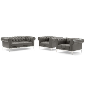 Modway Idyll Tufted Upholstered Leather 3 Piece Set EEI-4194-GRY-SET Gray