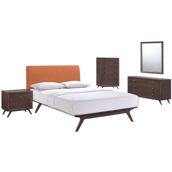 Modway Tracy 5 Piece Queen Bedroom Set MOD-5340-CAP-ORA-SET Cappuccino Orange