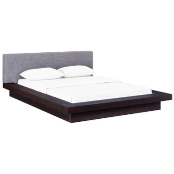 Modway Freja Queen Fabric Platform Bed MOD-5721-CAP-GRY-SET Cappuccino Gray