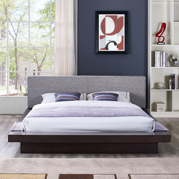 Modway Freja Queen Fabric Platform Bed MOD-5721-CAP-GRY-SET Cappuccino Gray