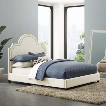 Modway Primrose Queen Performance Velvet Platform Bed MOD-5812-IVO Ivory