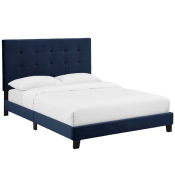 Modway Melanie Full Tufted Button Upholstered Performance Velvet Platform Bed MOD-5819-MID Midnight Blue