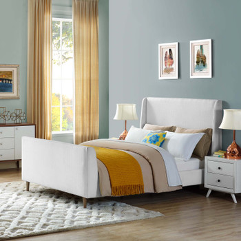 Modway Aubree Queen Upholstered Fabric Sleigh Platform Bed MOD-5824-WHI White