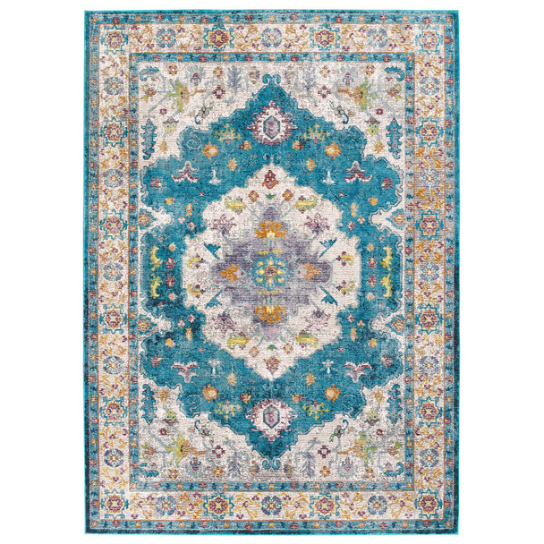 Modway Success Anisah Distressed Floral Persian Medallion 8x10 Area Rug R-1163C-810