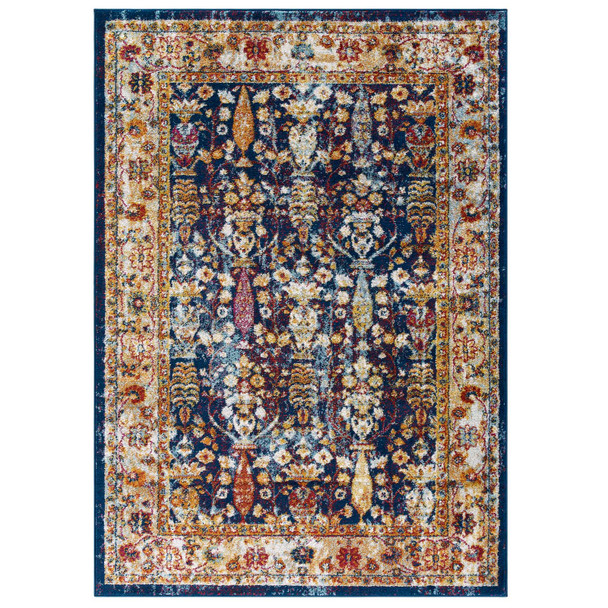 Modway Entourage Jessa Distressed Vintage Floral Lattice 5x8 Area Rug R-1170B-58