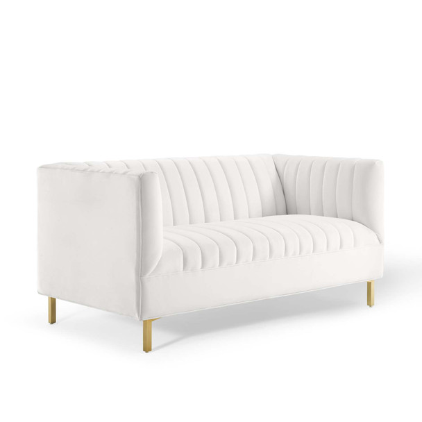 Modway Shift Channel Tufted Performance Velvet Loveseat EEI-4131-WHI