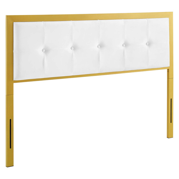 Modway Teagan Tufted Twin Performance Velvet Headboard MOD-6173-GLD-WHI In Gold & White