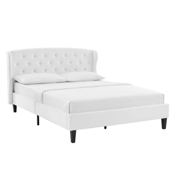 Modway Penelope Tufted Wingback Queen Performance Velvet Platform Bed MOD-6180-WHI In White