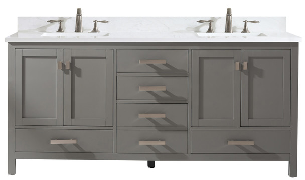 Design Element Valentino 72" Double Sink Vanity in Gray V01-72-GY