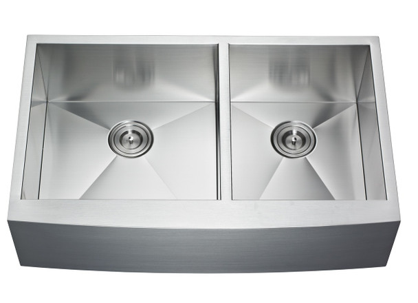 35″ St. Steel 16 Gauge Double Bowl Farm/Apron Sink,AP3522BL-36BL