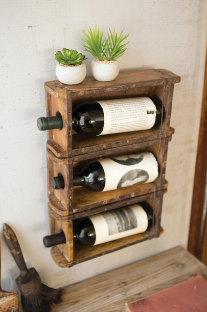 HANGING  BRICK MOLD WINE RACK - 13"W x 17"H x 3.50"D