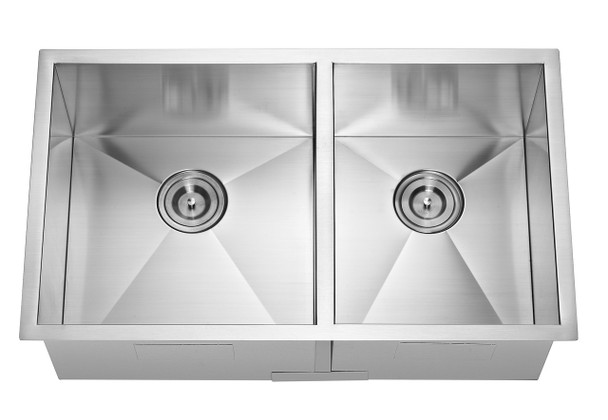 Undermount 32" Stainless Steel Double Bowl Kitchen Sink, 18 Gauge, F3219BL