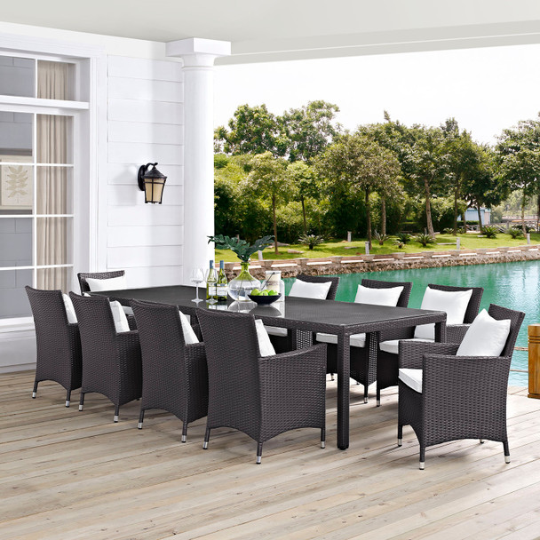 Modway Convene 11 Piece Outdoor Patio Dining Set in Espresso Whie Model: EEI-2219-EXP-WHI-SET