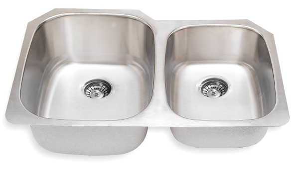Undermount 33" Stainless Steel Double Bowl Kitchen Sink, 18 Gauge, SM3320R