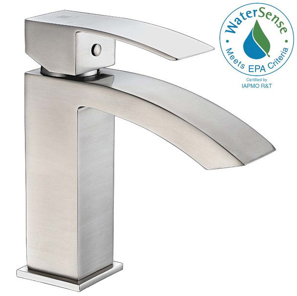 ANZZI Revere Series Single Hole Single-Handle Low-Arc Bathroom Faucet in Brushed Nickel