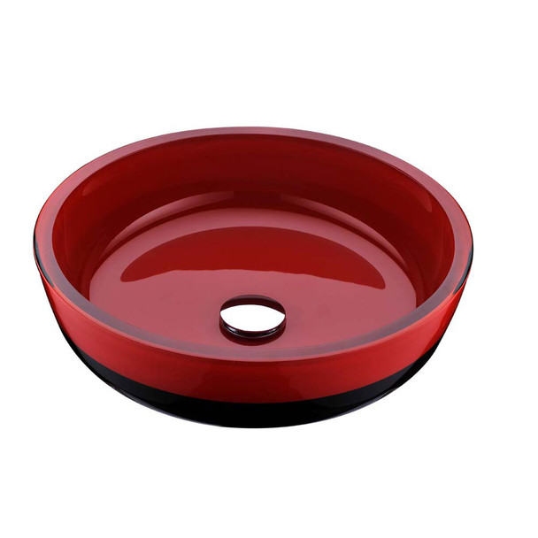ANZZI Schnell Series Deco-Glass Vessel Sink in Lustrous Red and Black