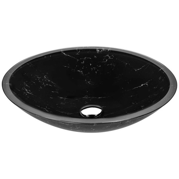ANZZI Marbela Series Vessel Sink in Marbled Black
