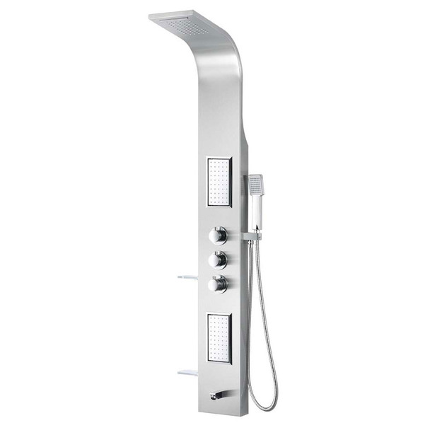 ANZZI Field 58 in. Full Body Shower Panel with Heavy Rain Shower and Spray Wand in Brushed Steel