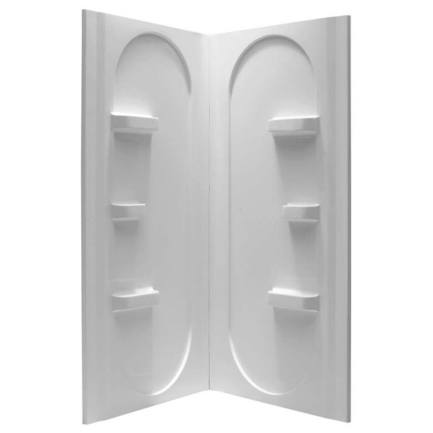 ANZZI Studio 38 in. x 38 in. x 75 in. 2-piece Direct-to-Stud Corner Shower Surround in White