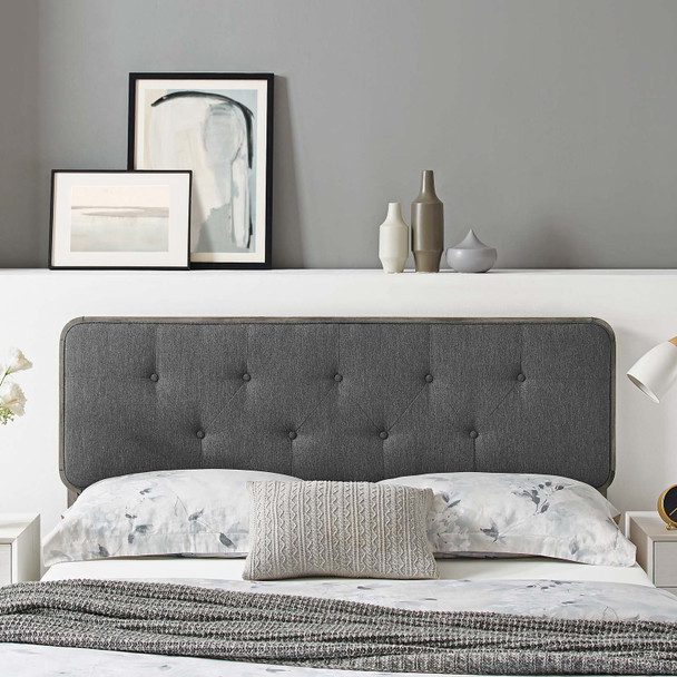 MODWAY Collins Tufted King Fabric and Wood Headboard MOD-6235 Gray Charcoal