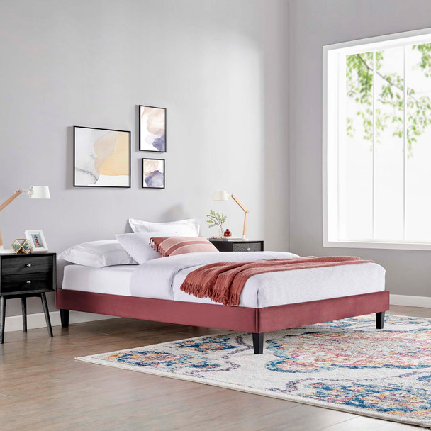 MODWAY Reign Queen Performance Velvet Platform Bed Frame MOD-6266 Dusty Rose