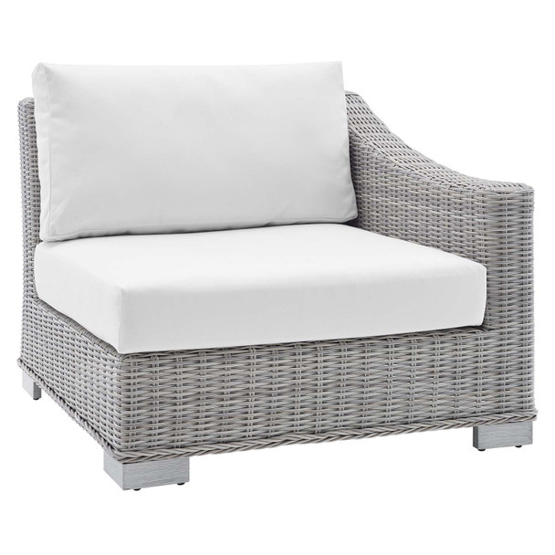 Modway Conway Sunbrella® Outdoor Patio Wicker Rattan Right-Arm Chair EEI-3976-LGR-WHI