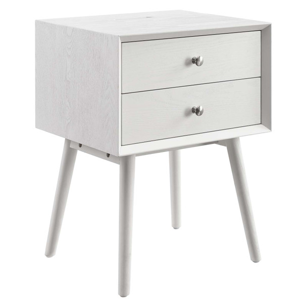 Modway Ember Wood Nightstand With USB Ports EEI-4343-WHI-WHI