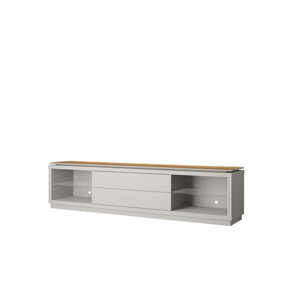 Manhattan Comfort 222751 Lincoln 85.43"  TV Stand with 4 Shelves in Off White and Cinnamon