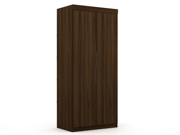 Manhattan Comfort 116GMC5 Mulberry 2.0 Sectional Modern Armoire Wardrobe Closet with 2 Drawers in Brown