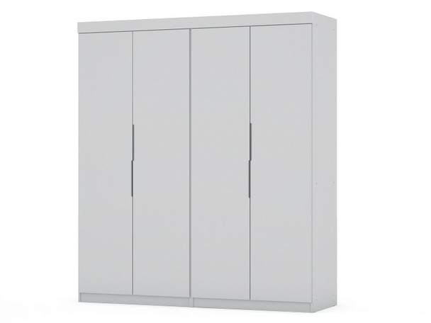 Manhattan Comfort 121GMC1 Mulberry 2 Sectional Modern Wardrobe Closet with 4 Drawers - Set of 2 in White