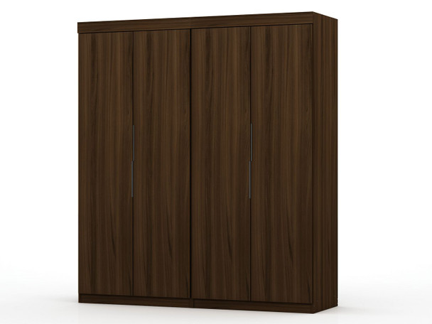 Manhattan Comfort 121GMC5 Mulberry 2 Sectional Modern Wardrobe Closet with 4 Drawers - Set of 2 in Brown